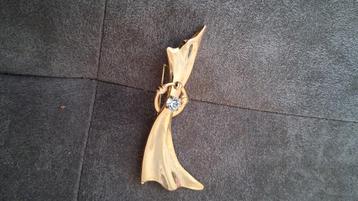 Vintage Gouden Broche met Strass beschikbaar voor biedingen