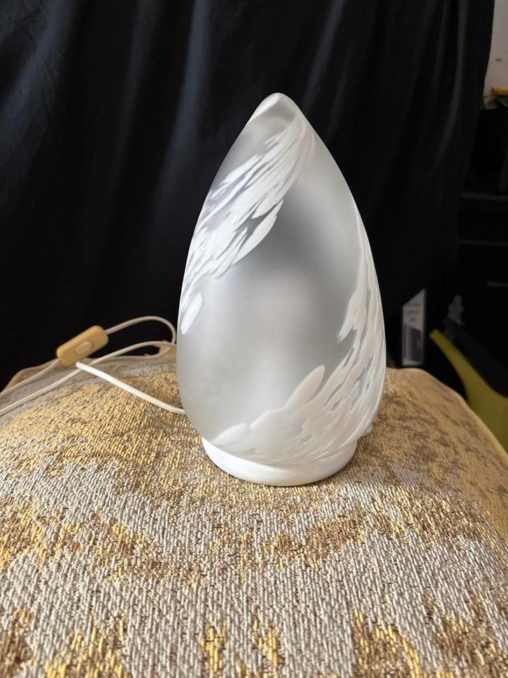 Antieke Lamp met Glazen Kap, Huis en Inrichting, Lampen | Tafellampen, Gebruikt, Minder dan 50 cm, Glas, Ophalen