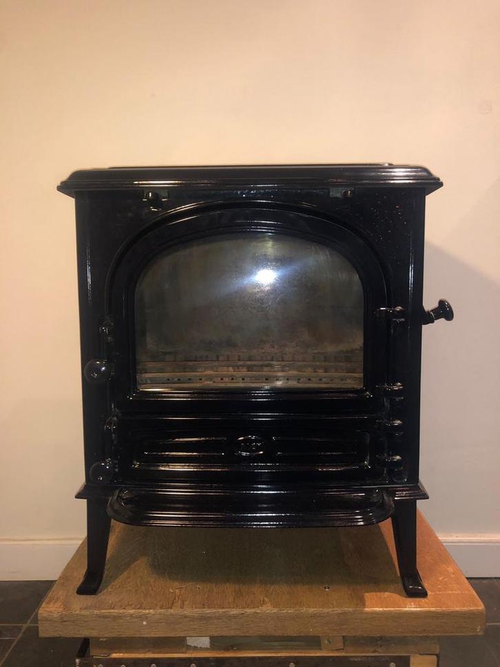 Saey 92 houtkachel blauw/zwart emaille, Huis en Inrichting, Kachels, Gebruikt, Vrijstaand, Houtkachel, Hout, Ophalen