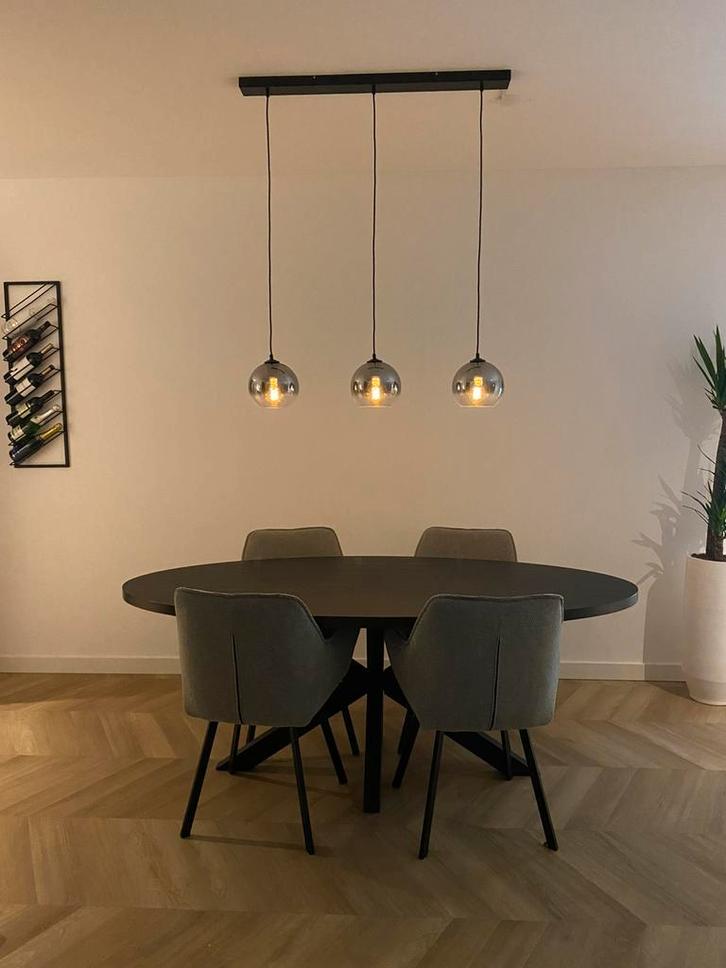 Lamp met glazen bollen, Huis en Inrichting, Lampen | Hanglampen, Zo goed als nieuw, Minder dan 50 cm, Glas, Kunststof, Ophalen