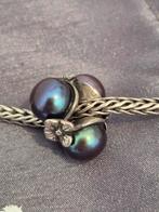 Trollbeads Zwarte Parel Trio - Retired, Verzenden, Zo goed als nieuw, Zilver, Trollbeads