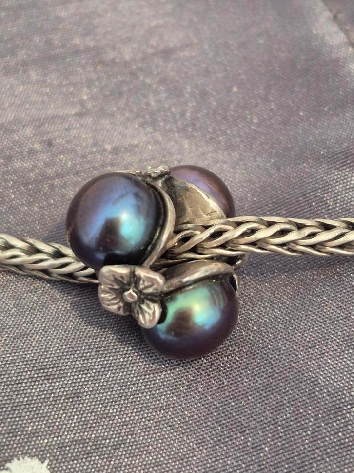 Trollbeads Zwarte Parel Trio - Retired, Sieraden, Tassen en Uiterlijk, Bedels, Zo goed als nieuw, Trollbeads, Zilver, Verzenden