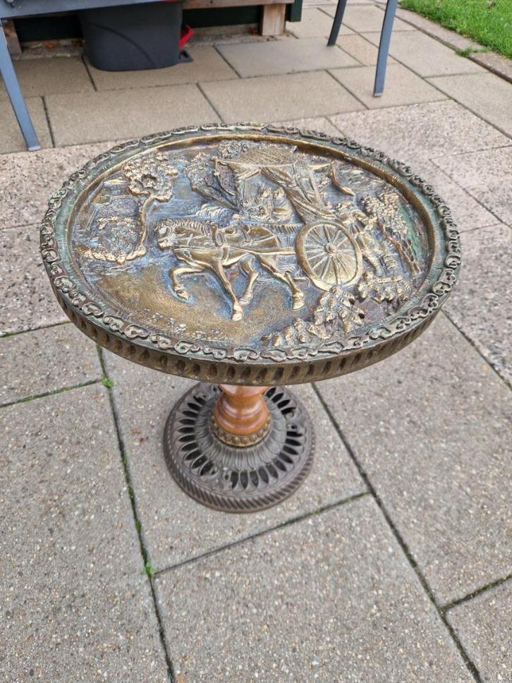 Uniek Indonesisch opium tafeltje van brons en hout + meer., Antiek en Kunst, Kunst | Beelden en Houtsnijwerken, Ophalen of Verzenden