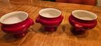 3 Vintage Emile Henry Soepkommen - Rood, Ophalen of Verzenden