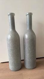 Grote glazen  vazen licht grijs 2 stuks 75 x 18 cm, Ophalen, Overige kleuren, 50 tot 75 cm, Glas
