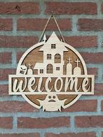 Houten Halloweenbord – Welkomstbord, Ophalen of Verzenden, Nieuw, Versiering, Halloween of Griezel