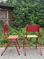 upcycled terrasstoelen  | meranti zit en bordeaux rug (14st), Ophalen of Verzenden, Gebruikt, Hout, Stapelbaar