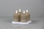 Set van 4 Oplaadbare LED Ribbelkaarsen, Overige materialen, Beige, Nieuw, Ophalen of Verzenden