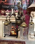 Antiek kroonluchter kristallen pegel - barok man beeld brons