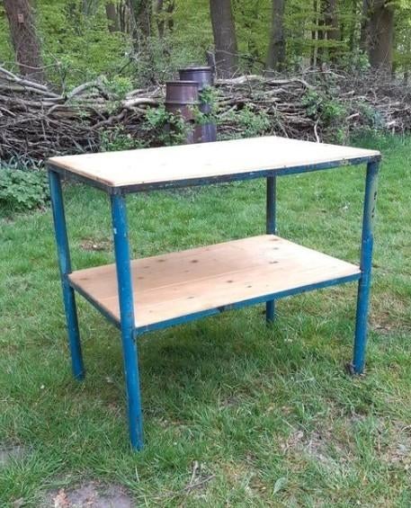 Oud Vintage Industrieel Rek Wandkast Wandrek Kast, Gebruikt, B, Ophalen of Verzenden, B