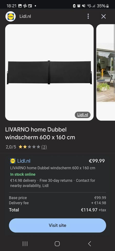 Nieuw in doos windscherm Van 100 voor 50 euro!!, Tuin en Terras, Tuinschermen, Nieuw, 150 tot 200 cm, 200 cm of meer, Ophalen