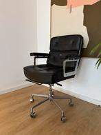 Retro Leren Bureau Stoel, Huis en Inrichting, Bureaustoelen, Ophalen, Zo goed als nieuw, Zwart