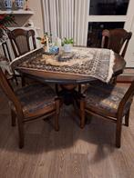 Houten Eettafel met Stoelen, Huis en Inrichting, Tafels | Eettafels, Klassiek, Ophalen of Verzenden, Vier personen, Rechthoekig