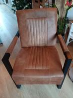 Fauteuil leer  cognac kleur 63 cm breed  71 cm diep, Huis en Inrichting, Fauteuils, Ophalen, Minder dan 75 cm, Leer, Zo goed als nieuw