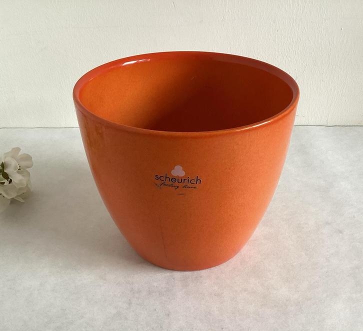 Oranje Scheurich Bloempot 920-15 - Vintage, Tuin en Terras, Bloempotten, Gebruikt, Aardewerk, Binnen, Minder dan 40 cm, Minder dan 25 cm