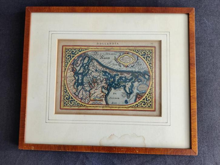 Antieke gravure/kaart van Hollandia, Antiek en Kunst, Kunst | Etsen en Gravures, Ophalen of Verzenden