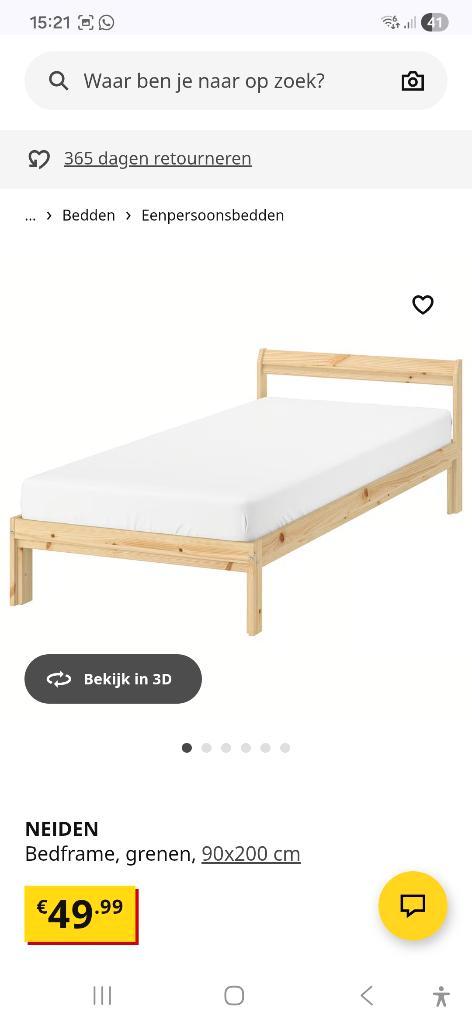 Eenpersoonsbed Ikea, Huis en Inrichting, Slaapkamer | Bedden, Gebruikt, Eenpersoons, 90 cm, 200 cm, Hout, Overige kleuren, Ophalen