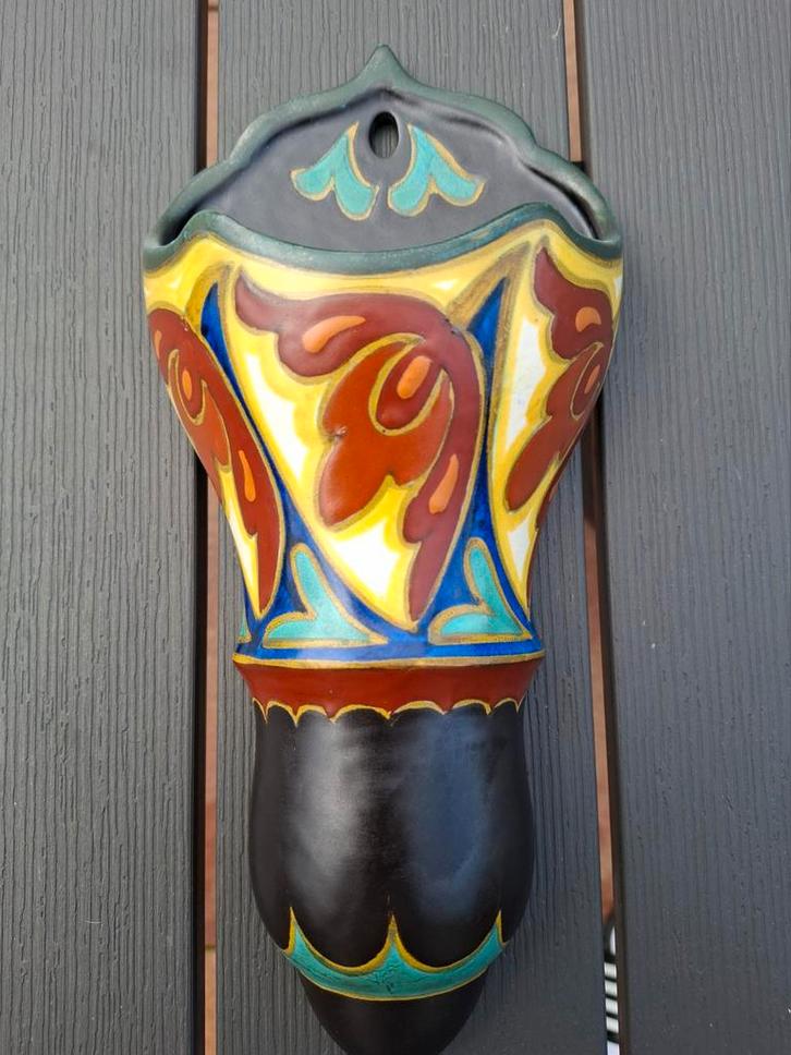 Zeldzaam mooie Gouda plateel Zuid Holland wandvaas, Antiek en Kunst, Antiek | Keramiek en Aardewerk, Ophalen of Verzenden