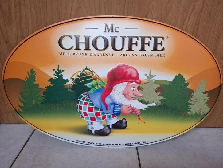 Zeldzaam reclamebord McChouffe, Verzamelen, Biermerken, Nieuw, Reclamebord, Plaat of Schild, Overige merken, Ophalen of Verzenden