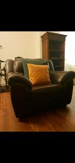 Heerlijke donkerbruine lederen fauteuil, Ophalen, Eenpersoons, 75 tot 100 cm, Zo goed als nieuw
