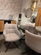 Zwarte of bruine ovale eettafel inclusief draaibare stoelen!, Teakhout, 100 tot 150 cm, 200 cm of meer, Ophalen of Verzenden