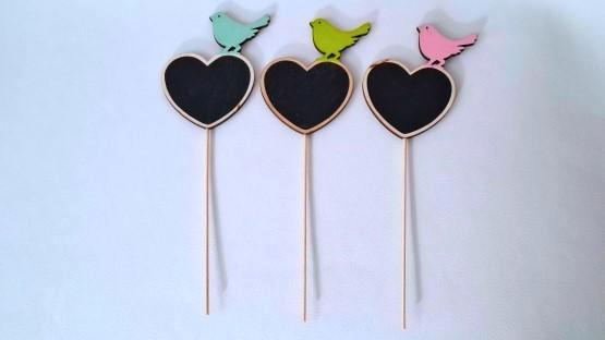 Krijtbord hart met vogel op stok p/st., Huis en Inrichting, Woonaccessoires | Overige, Nieuw, Ophalen of Verzenden