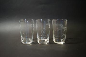 vintage antiek 3x geslepen glas korenaar waterglas zgan. beschikbaar voor biedingen