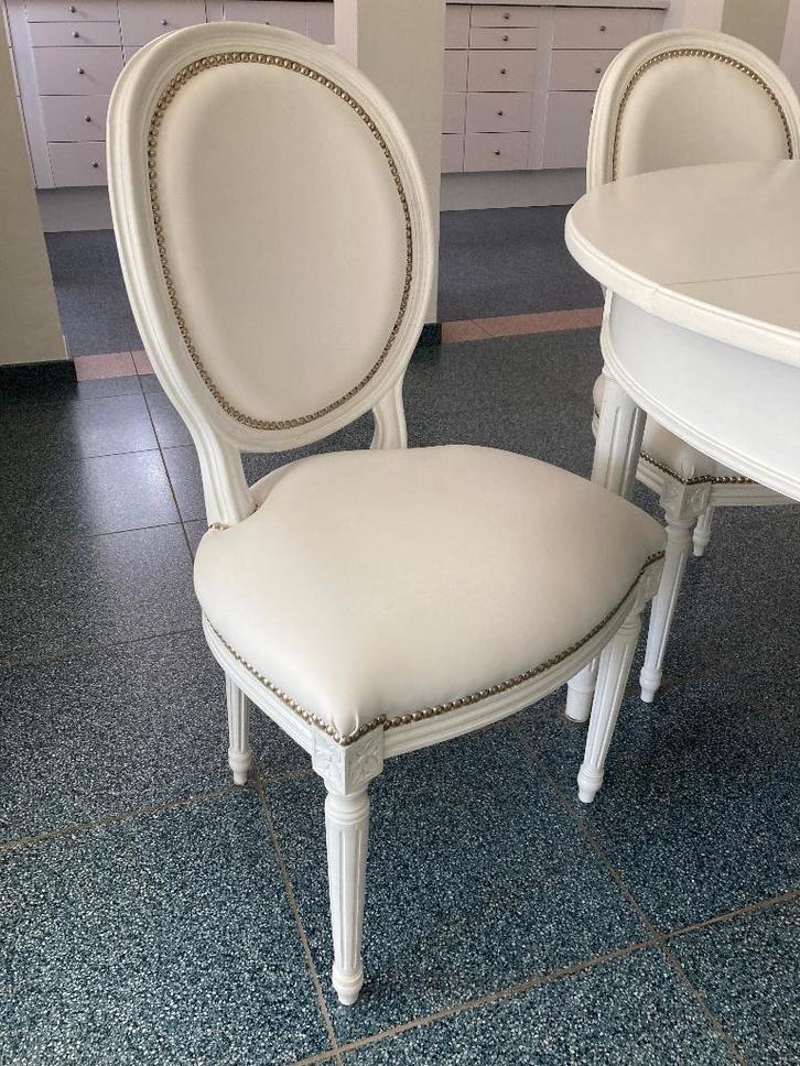 set van 4 witte medaillonstoelen stijl Louis XVI Gustaviaans, Antiek en Kunst, Antiek | Meubels | Stoelen en Banken, Ophalen
