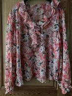 Bloemen blouse met ruches, Kleding | Dames, Blouses en Tunieken, Ophalen of Verzenden, Zo goed als nieuw, Maat 42/44 (L), Roze