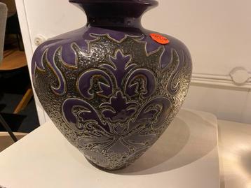Paarse Vaas met Zilver - 36cm beschikbaar voor biedingen