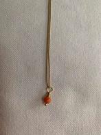 Bloedkoraal kleine gouden ketting hanger, Ophalen of Verzenden, Zo goed als nieuw, Goud