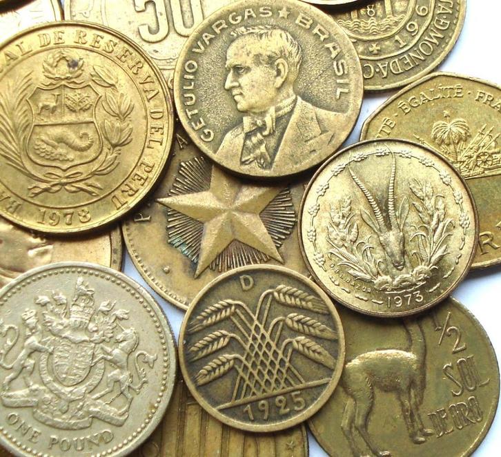 Wereld lot met 50 verschillende munten (oud en modern), Postzegels en Munten, Munten | Europa | Niet-Euromunten, Losse munt, Overige landen