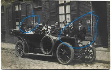 Oldtimer auto pioniertijd huisnummer fotokaart beschikbaar voor biedingen