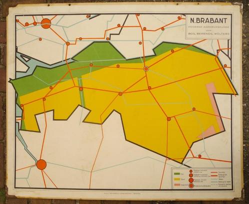 schoolkaart Noord Braband kubistische abstracte stijl 1933, Antiek en Kunst, Antiek | Schoolplaten, Aardrijkskunde, Ophalen of Verzenden