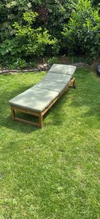 NÄMMARÖ Ligbed, buiten lichtbruin gelazuurd incl kussen, Tuin en Terras, Ophalen, Zo goed als nieuw, Hout, Verstelbaar
