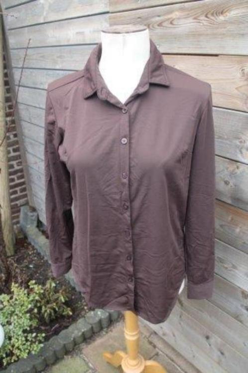 Blouse bruin Vera Jo mt L travelstof Vaste prijs, Kleding | Dames, Blouses en Tunieken, Zo goed als nieuw, Maat 42/44 (L), Bruin