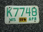 Motor licenseplate motor kentekenplaat Wisconsin USA, Verzenden, Gebruikt, Auto's