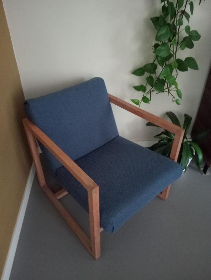 Fauteuil, Huis en Inrichting, Fauteuils, Gebruikt, Hout, Stof, 50 tot 75 cm, 75 tot 100 cm, Ophalen