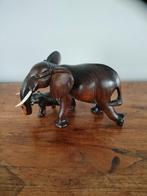 moeder olifant met kind houtsnijwerk, Ophalen of Verzenden