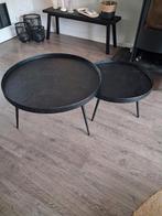 2 mooie zwarte metalen industriële salontafels. Ø74cm, Huis en Inrichting, Tafels | Salontafels, Ophalen, 50 tot 100 cm, Rond