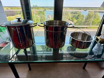 Stainless steal tall pot with strainer, steamer, and lid beschikbaar voor biedingen
