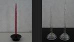 3 acryl/lucite kaarsen met snippers + bijpassende kandelaars, Ophalen of Verzenden