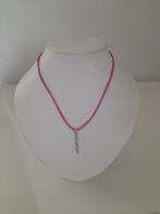 Zinzi zilveren stoffen collier met fantasie hanger 40 cm, Ophalen of Verzenden, Nieuw, Zilver, Zilver