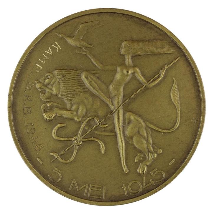 Joop Hekman - Penning, 1945 : Bevrijding Nederland, Postzegels en Munten, Penningen en Medailles, Brons, Nederland, Verzenden