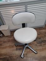 Witte tabouret, werkstoel met rugleuning,, Ophalen, Massagestoel of Kussen