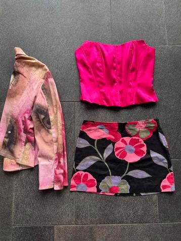Vintage Y2K zomers katoenen mini rok met bloemen print beschikbaar voor biedingen