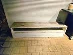 Steigerhouten bankje/sidetable - 195 cm lang, Tuin en Terras, Ophalen, Gebruikt, Hout