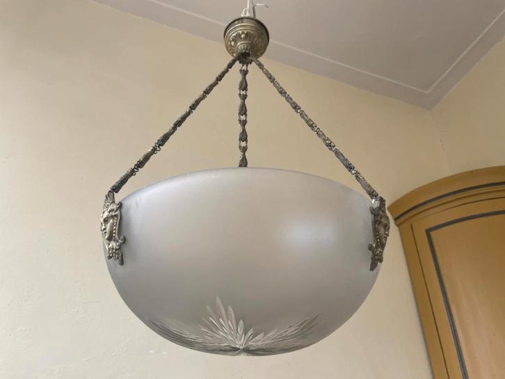 Bijzondere Hanglamp Schaallamp Plafondlamp jaren 30 Frans, Antiek en Kunst, Antiek | Lampen, Ophalen of Verzenden