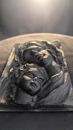 Antieke Madonna met Kind Glas Plaque, Ophalen of Verzenden