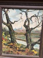 Oud schilderij met een kleurrijk landschap, Ophalen of Verzenden